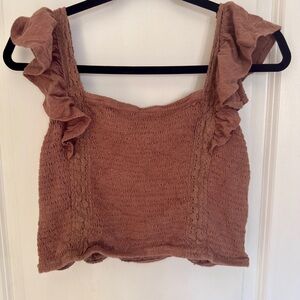 SO SMOCKED RUFFLE STRAP CROP TOP XL BOHO COTTAGECORE
